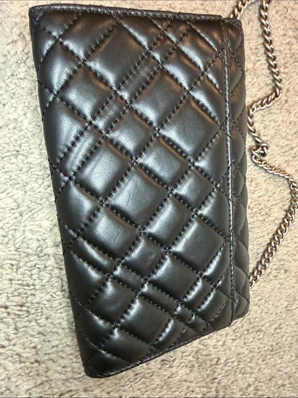 Kurt Geiger Black Quilted Crossbody with Silver Padlock